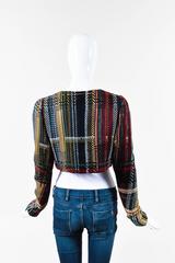 Chanel NWT Runway 2015 Multicolor Tweed Cotton Cropped Long Sleeve Jacket SZ 44