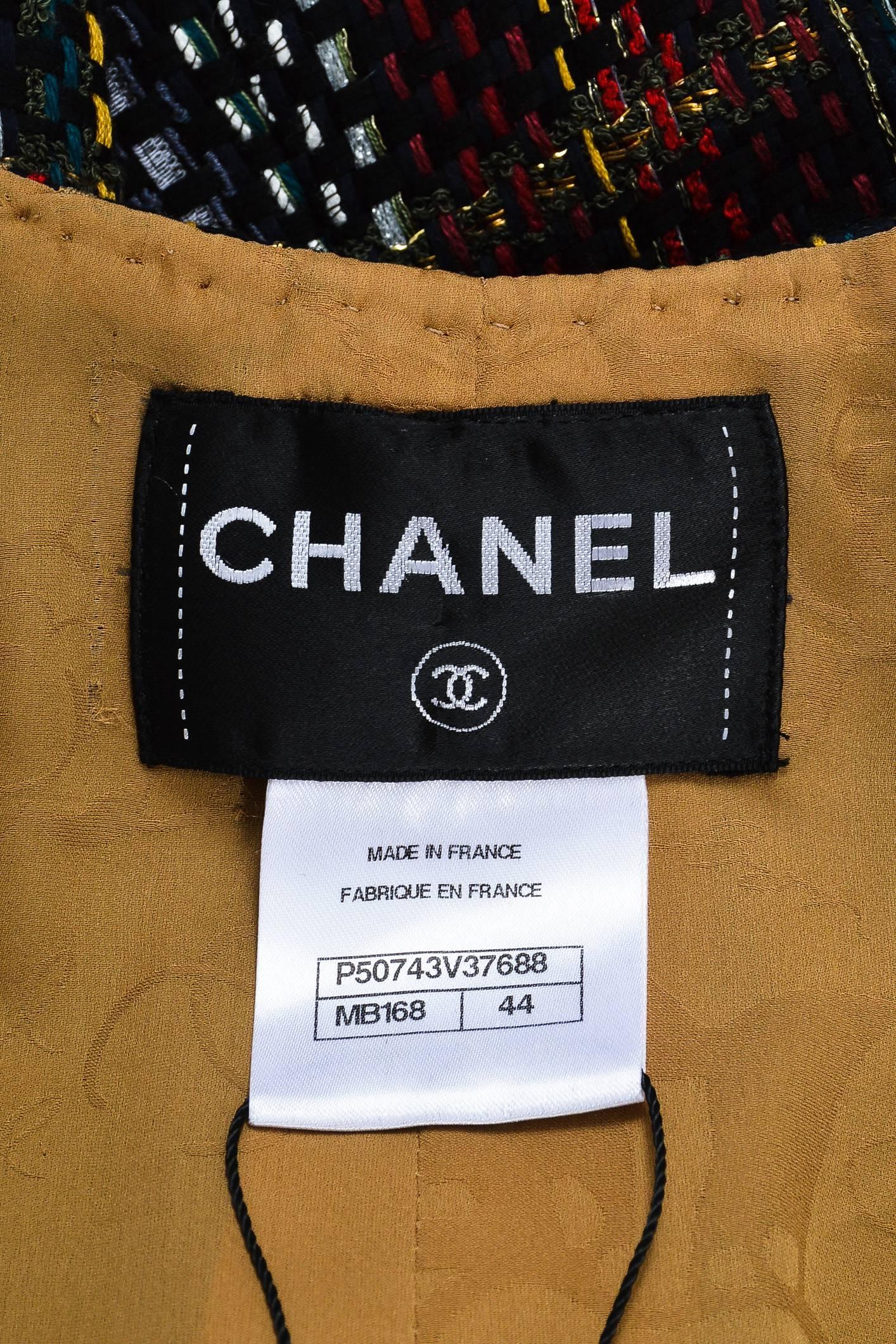 Black Chanel NWOT Runway 2015 Multicolor Tweed Cotton Sleeveless Buttoned Vest SZ 44 For Sale