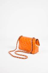 Chanel Orange & Purple Patent Leather Chain Strap Iconic 'CC' Flap Bag