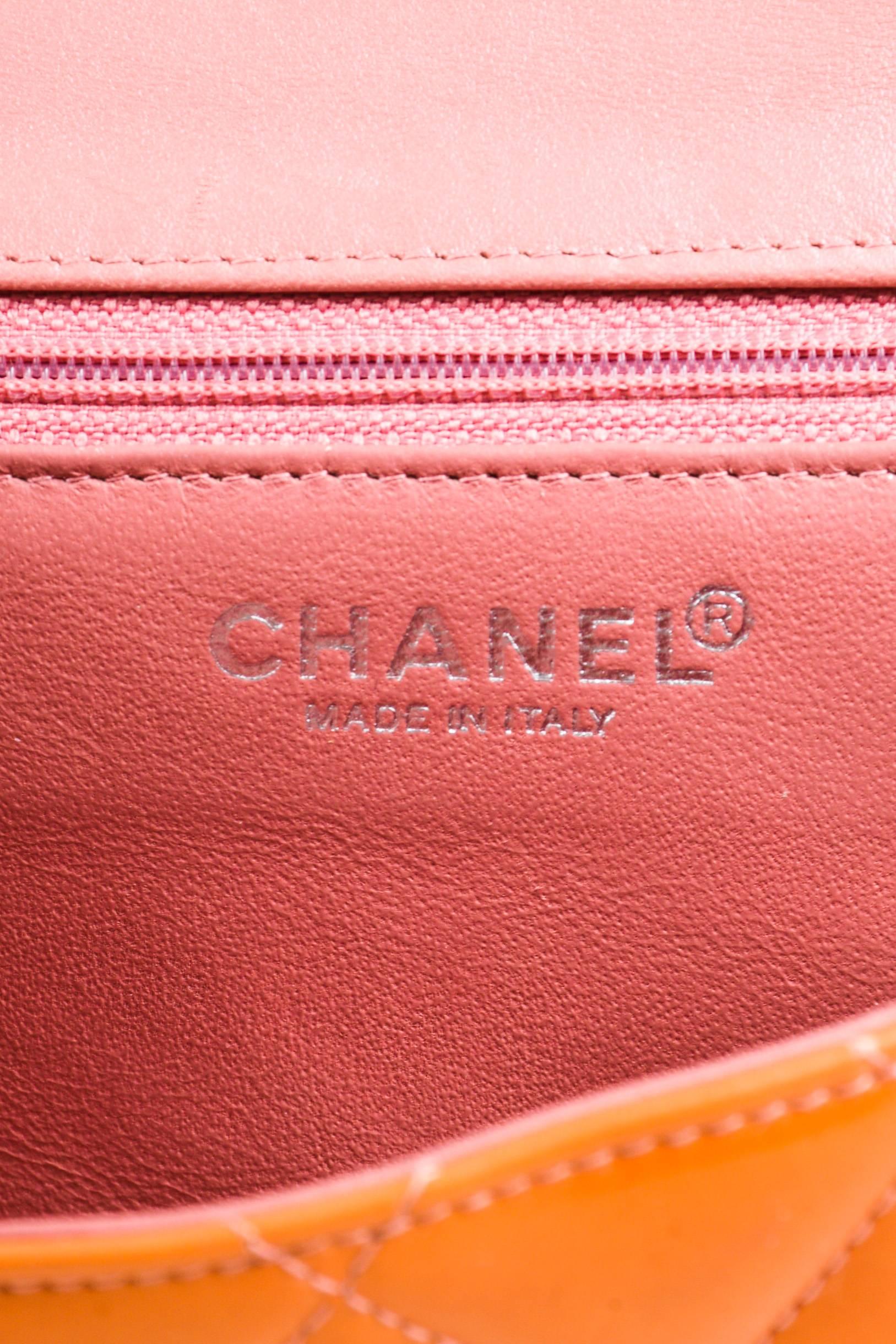 Chanel Orange & Purple Patent Leather Chain Strap Iconic 'CC' Flap Bag For Sale 1