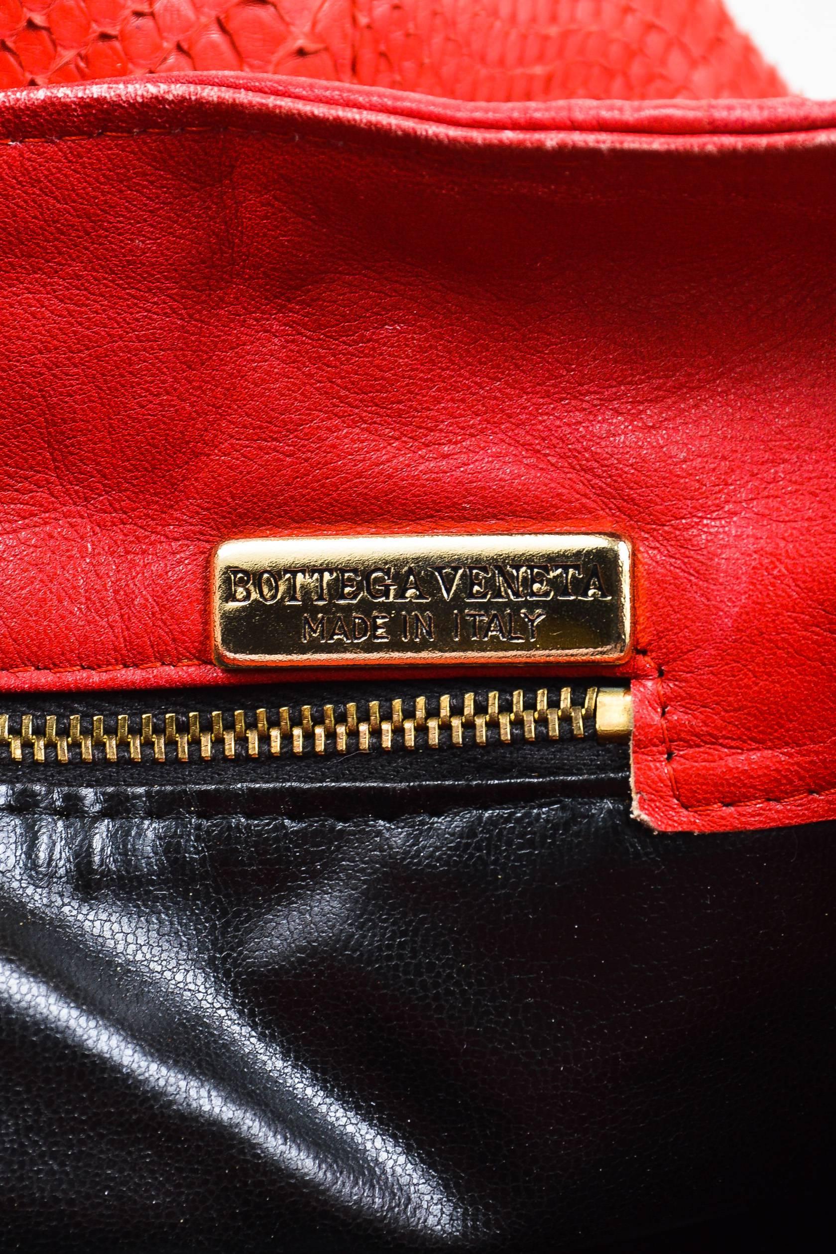 Bottega Veneta Red Snakeskin Leather Drawstring Tie Bucket Bag For Sale 3