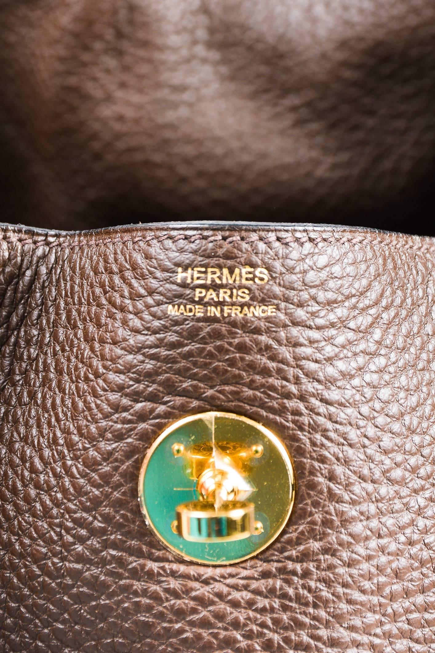 Hermes Chocolat Brown Clemence Leather 
