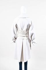 Gucci Runway FW 2003 Cream Wool Angora Wide Collar Corset Belted Coat SZ 40