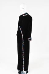 Vintage Bob Mackie Black Velvet Multicolor Embellished LS Mock Neck Gown SZ 14