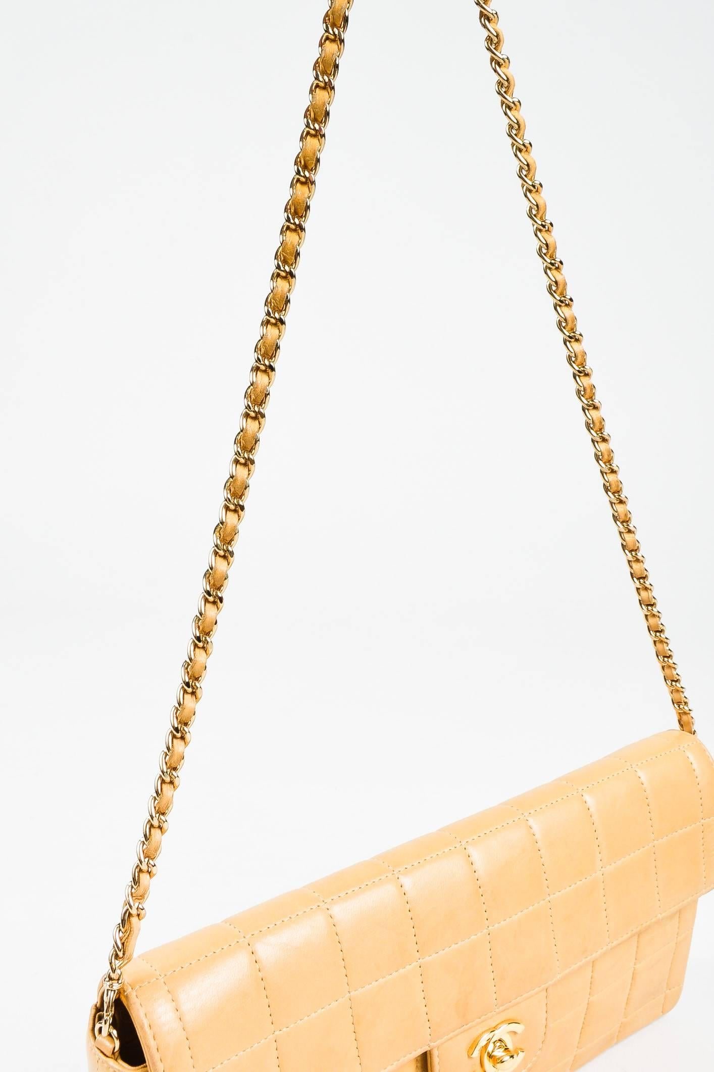 Chanel Tan Leather Quilted Gold Chain 