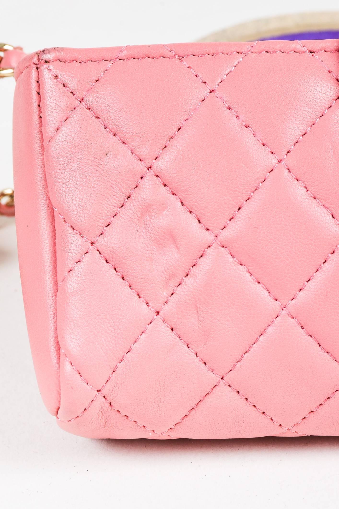 Chanel Pink Lamb Leather Quilted Valentine Collection Mini Crossbody Bag In Good Condition In Chicago, IL
