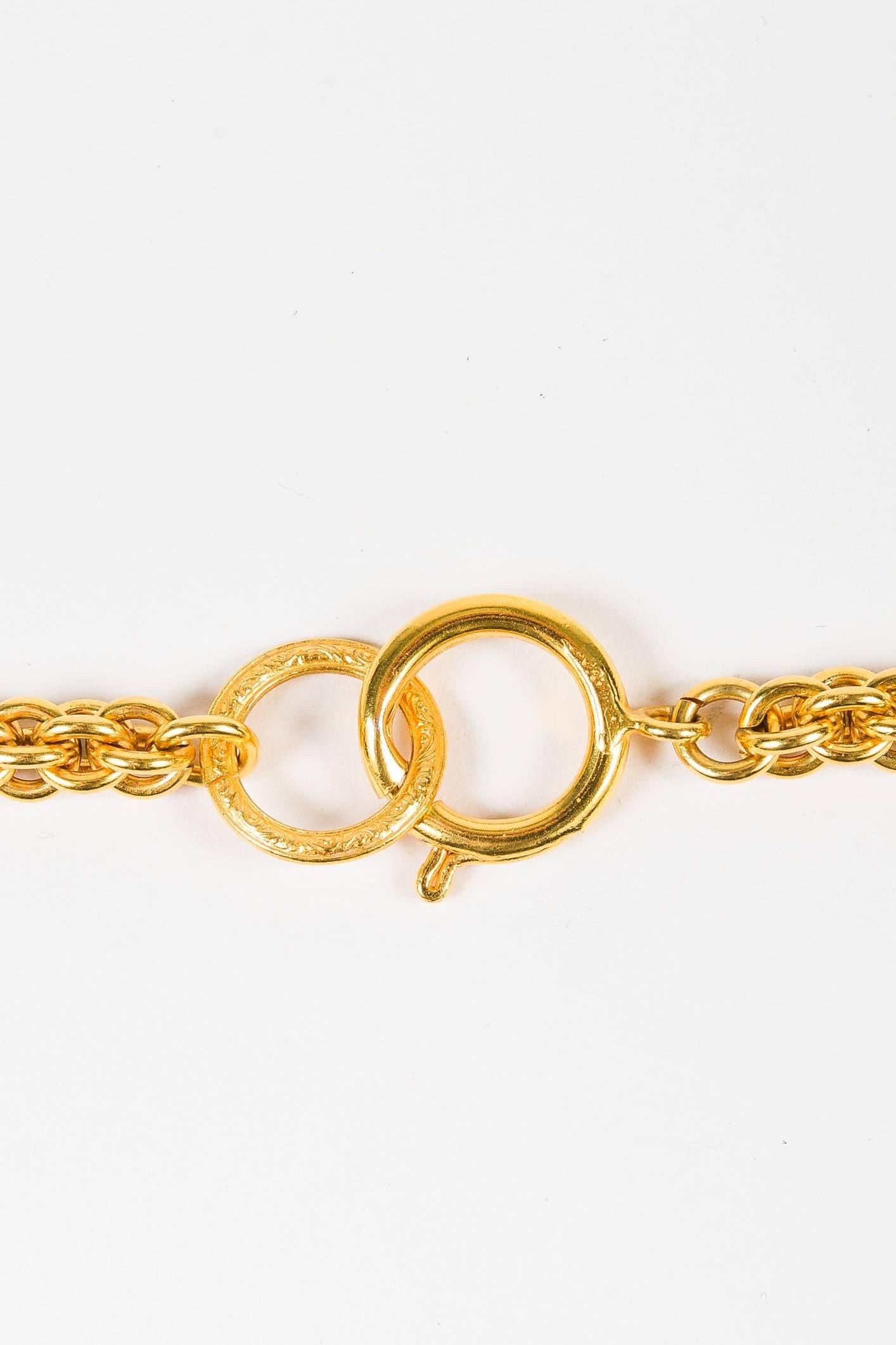 Women's Vintage Chanel Gold Tone Multicolor Caged Gripoix Chain Link Station Necklace For Sale