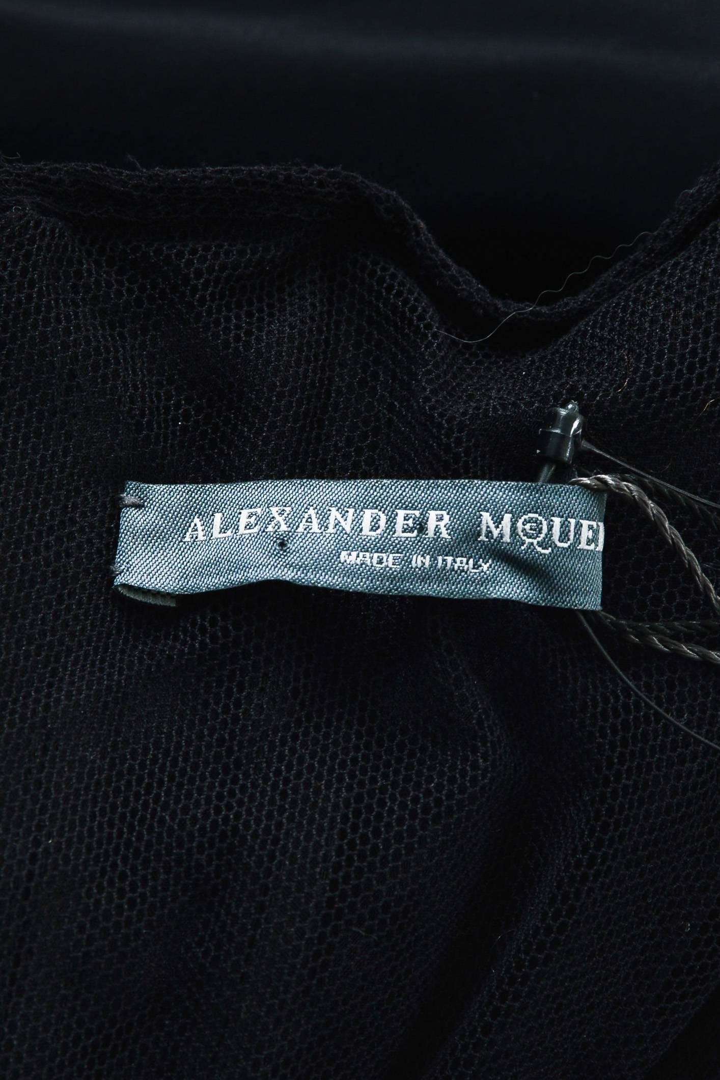 Alexander McQueen SS11 Runway Black Cream Silk Ombre Ruched Dress Gown SZ 44 For Sale 1