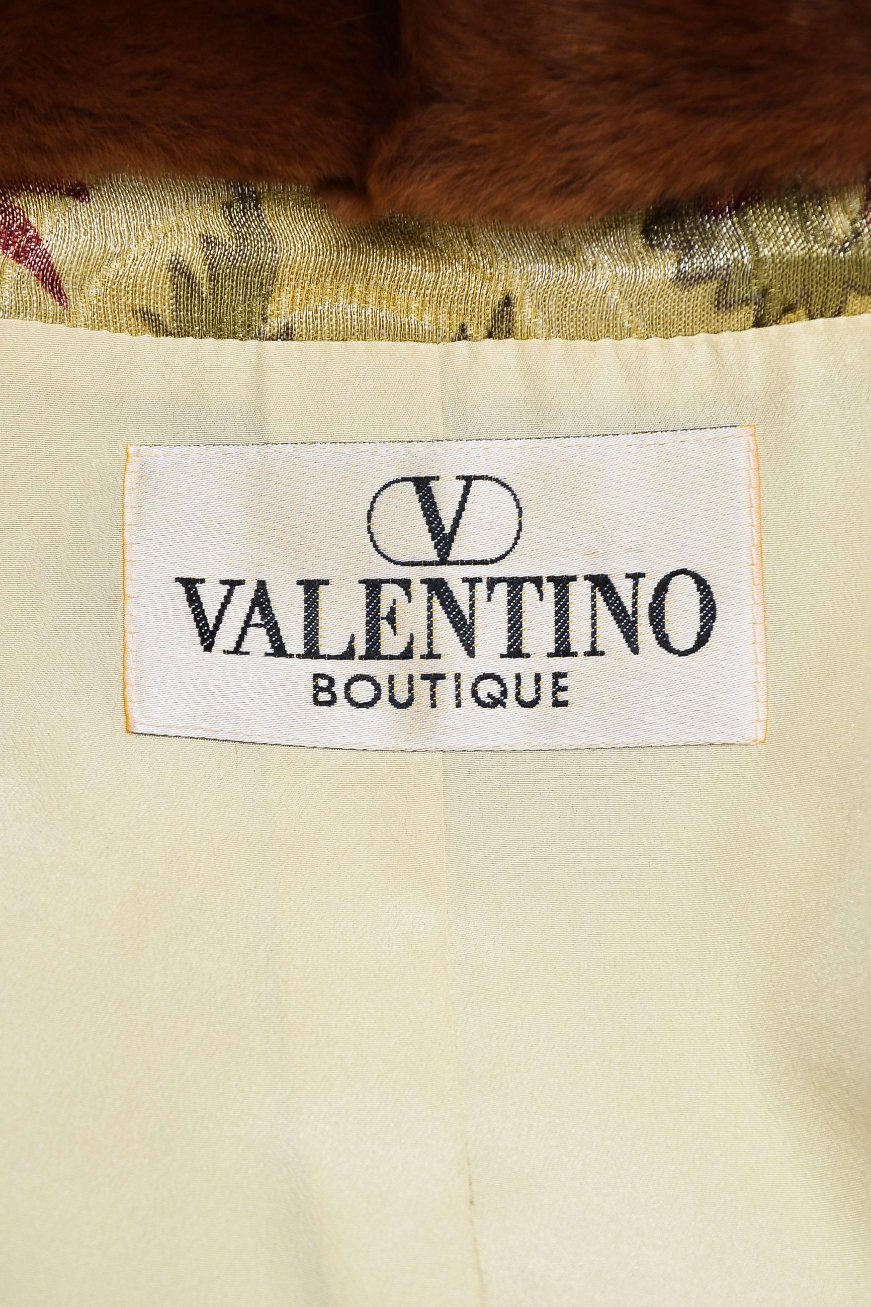 Women's Vintage Valentino Boutique Golden Beige & Red Silk Blend Jacquard Jacket SZ 12 For Sale