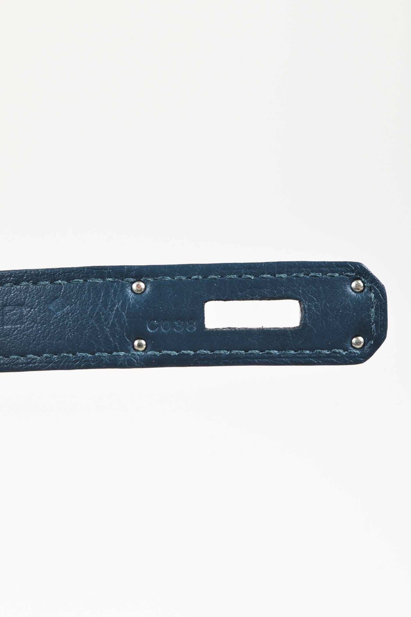 Hermes Bleu Thalassa Clemence Leather Birkin 35 cm Bag For Sale 4