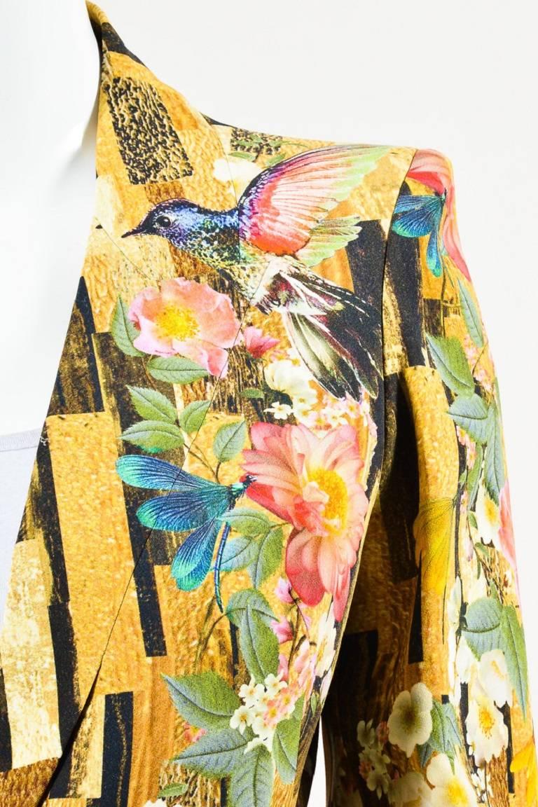 Alexander McQueen Multicolor Floral & Abstract Print LS Blazer Jacket SZ 4 In Good Condition For Sale In Chicago, IL