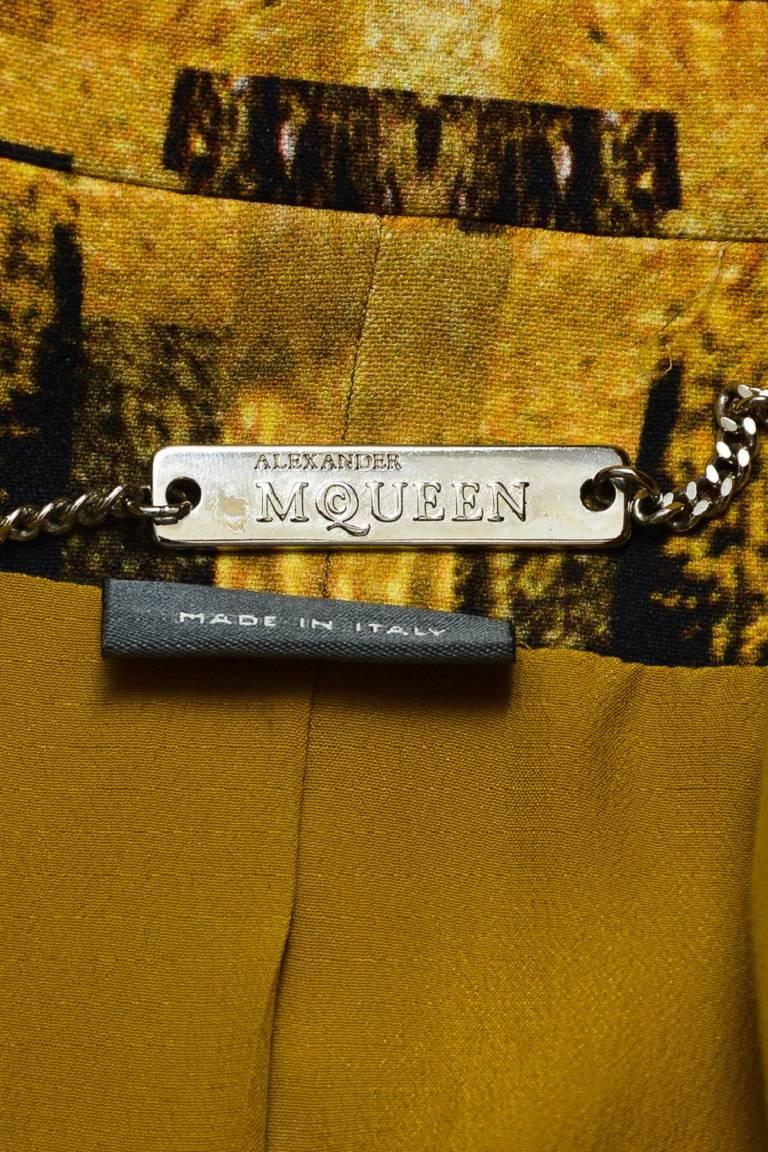 Women's Alexander McQueen Multicolor Floral & Abstract Print LS Blazer Jacket SZ 4 For Sale