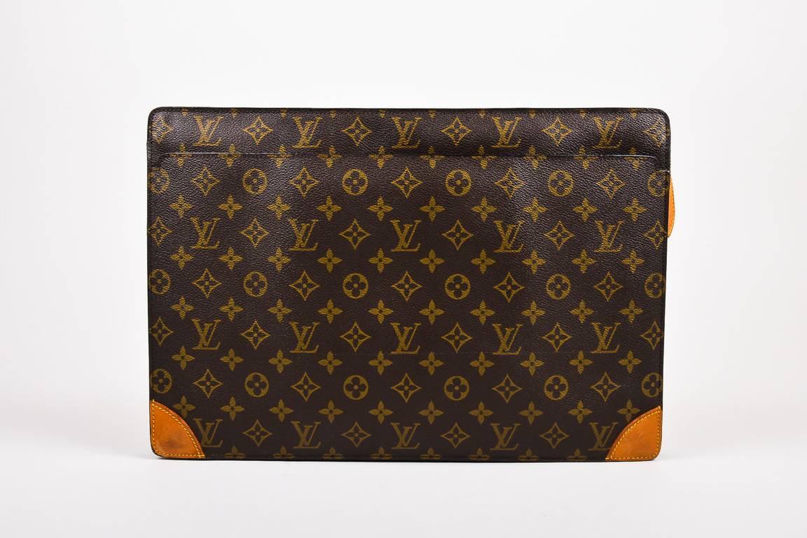 Vintage Louis Vuitton Brown Tan Coated Canvas Monogram Briefcase Bag For Sale 3