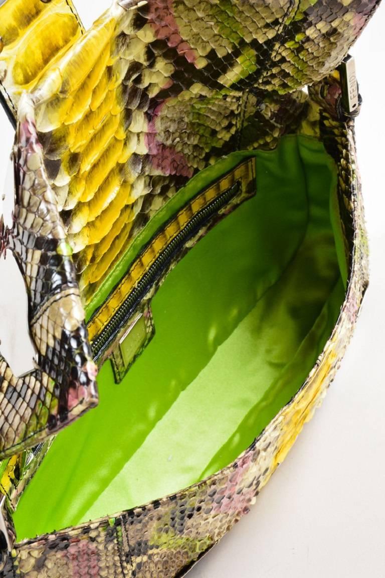 Fendi Limited Edition Multicolor Python Leather Mirrors Baguette Handbag In Good Condition For Sale In Chicago, IL