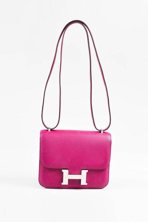 Hermes "Tosca" Pink Epsom Leather 'H' Clasp Mini "Constance" Flap Bag at 1stDibs tosca purses