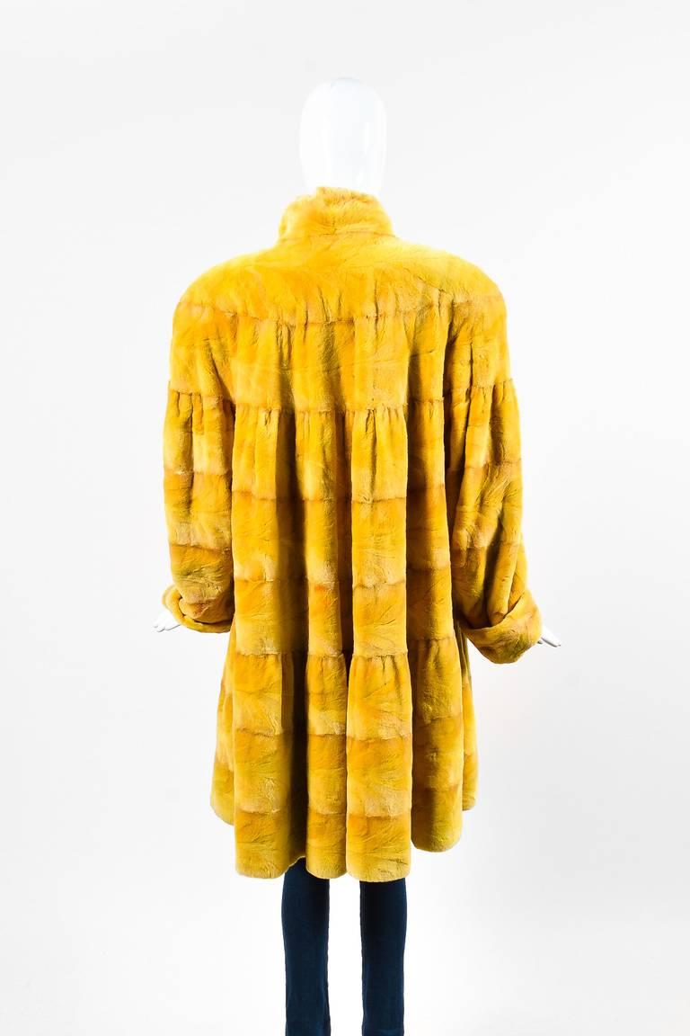 Vintage Cedric's Golden Yellow Sheared Mink Fur Long Sleeve Coat In Excellent Condition For Sale In Chicago, IL