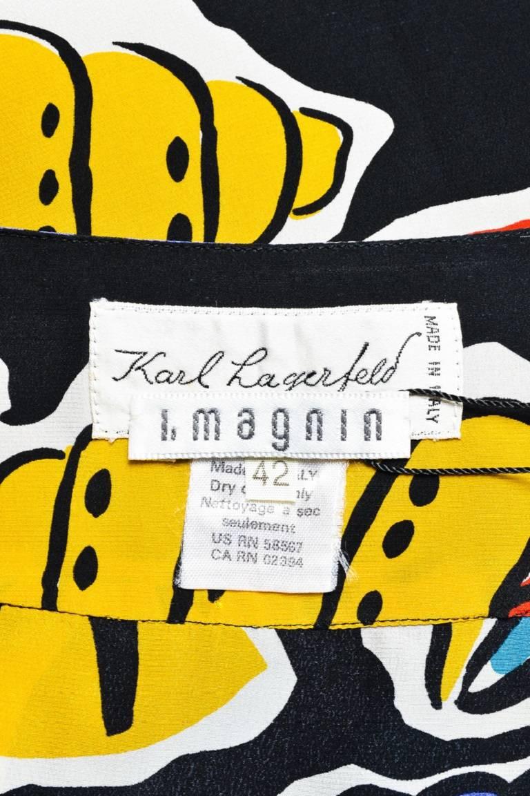 Women's Vintage Karl Lagerfeld Multicolor Silk Seashell Printed Wrap Skirt SZ 42 For Sale