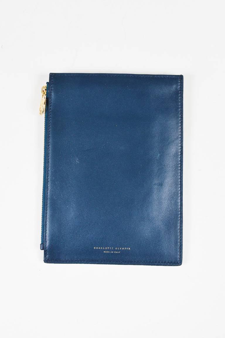 Charlotte Olympia NWOT Navy Blue & Metallic Gold Leather 