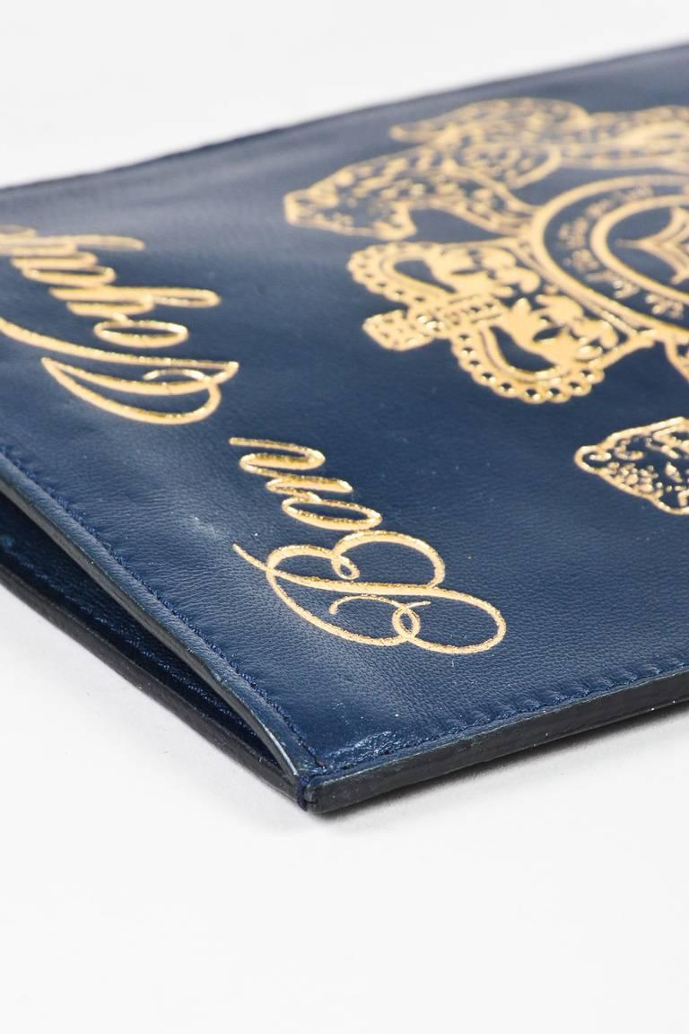 Purple Charlotte Olympia NWOT Navy Blue & Metallic Gold Leather 