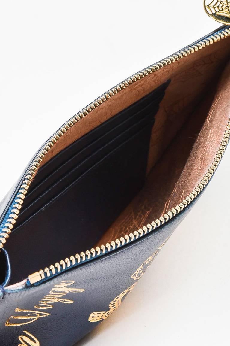 Women's or Men's Charlotte Olympia NWOT Navy Blue & Metallic Gold Leather 