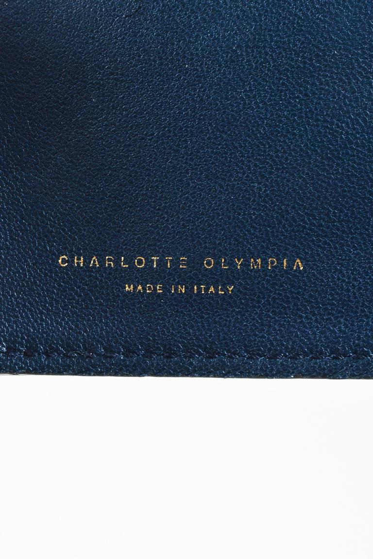 Charlotte Olympia NWOT Navy Blue & Metallic Gold Leather 