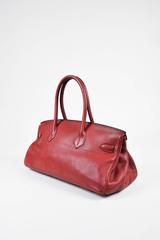 Hermes Burgundy Red Leather Palladium Top Handle "JPG Birkin 42" Bag