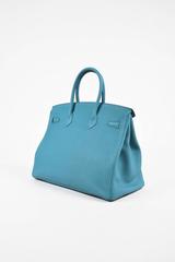 Hermes Blue Paon Togo Leather Palladium "Birkin" 35 cm Bag