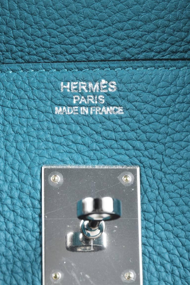 Hermes Blue Paon Togo Leather Palladium 