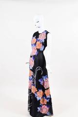 Roksanda New w Tags Black Silk Organza Embroidered Pom Pom "Eliza" SL Gown SZ 12