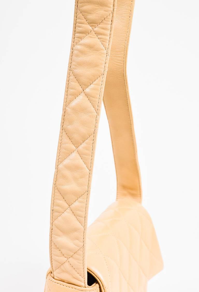 Orange Vintage Chanel Tan Leather Diamond Quilted Box Flap Shoulder Bag For Sale