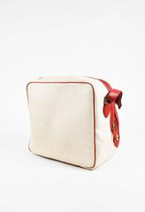 Hermes Beige & Red Canvas & Leather "Caleche Express" Bag