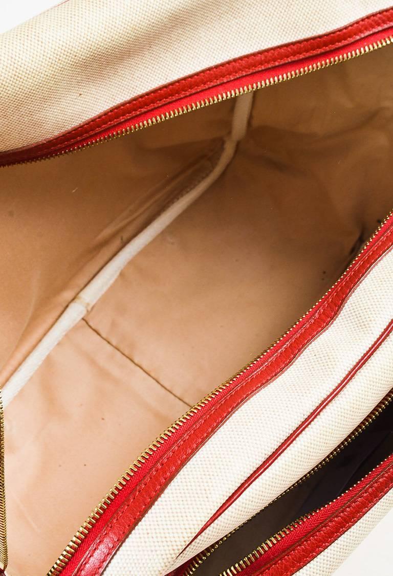 Hermes Beige & Red Canvas & Leather 