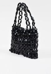 Vintage Bottega Veneta Black Beaded Embellished Top Handle Evening Handbag