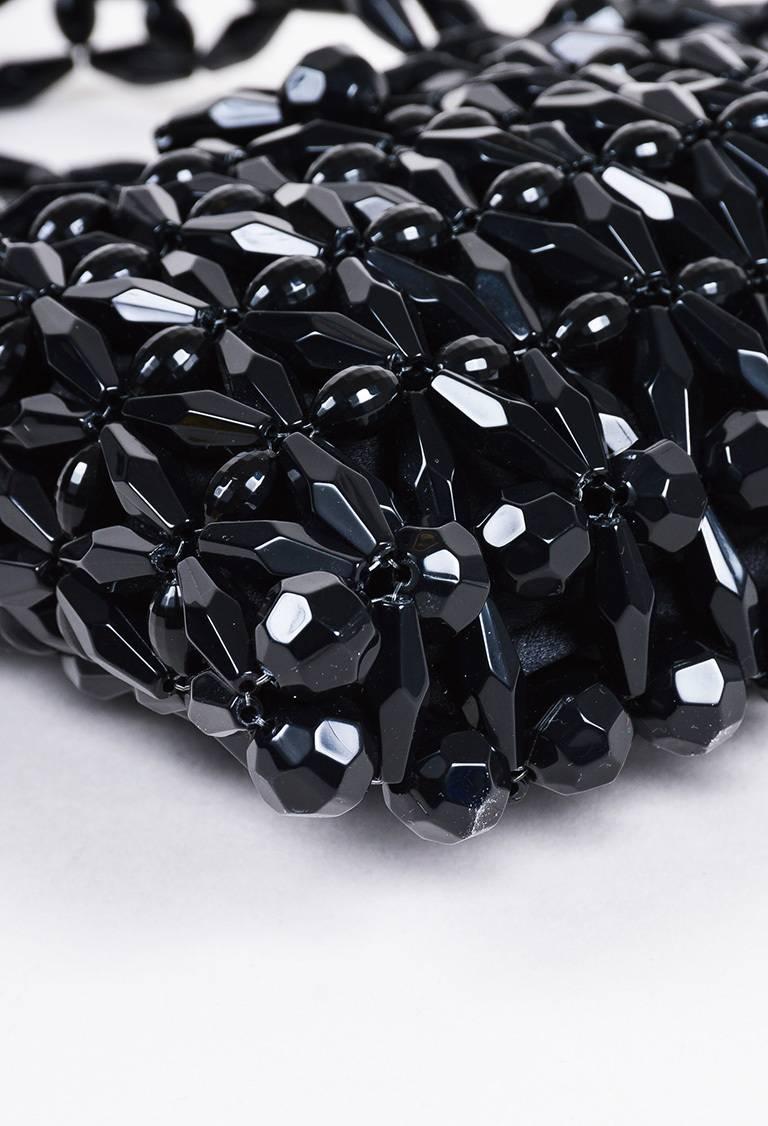 Women's or Men's Vintage Bottega Veneta Black Beaded Embellished Top Handle Evening Handbag