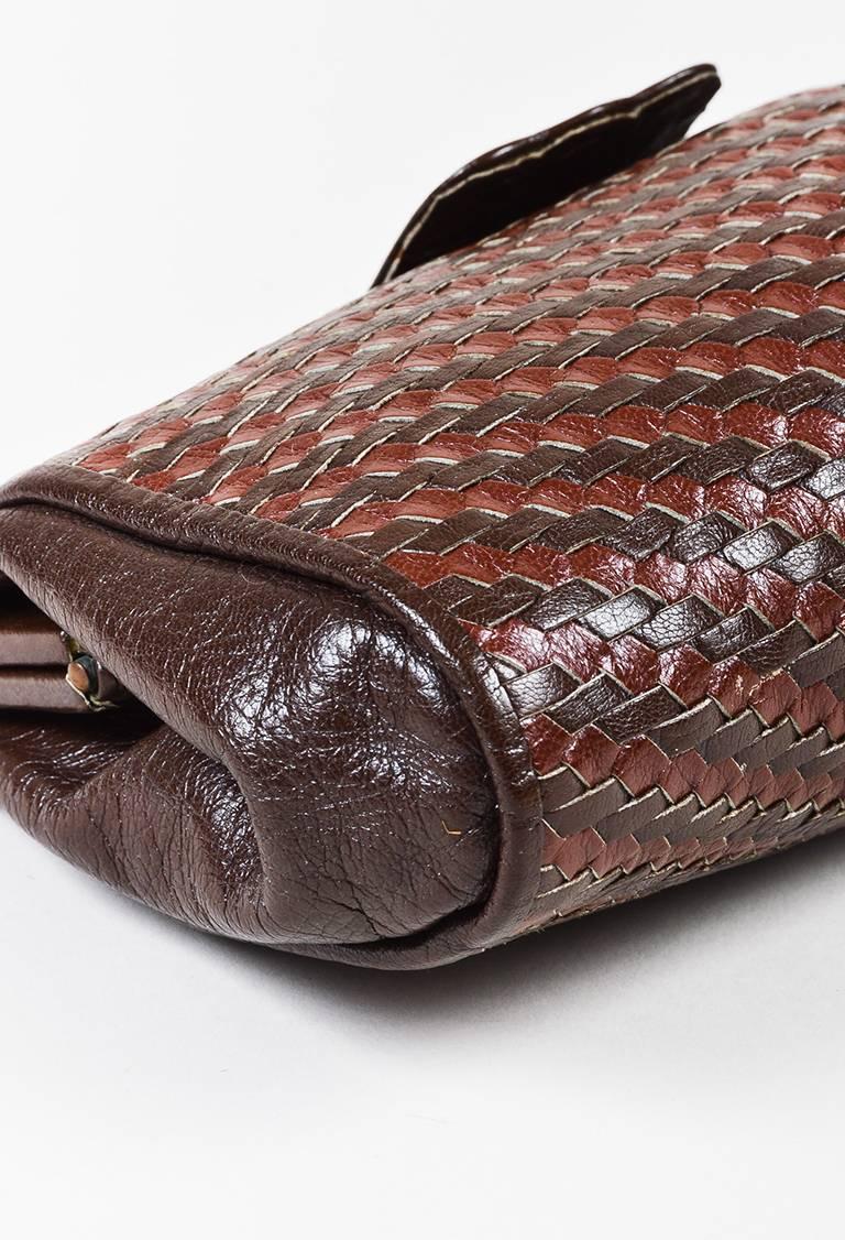 brown woven clutch