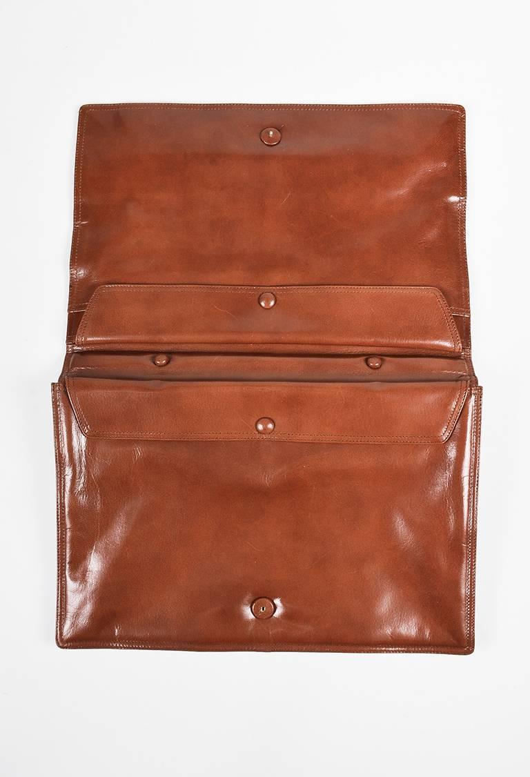Vintage Bottega Veneta Brown Leather Top Handle Double Flap Briefcase Bag 1