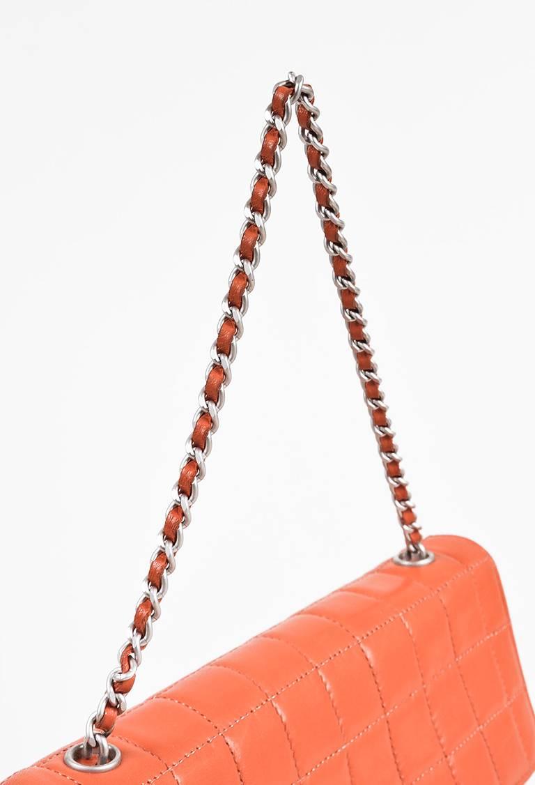Chanel Orange Lambskin Leather Chocolate Bar Stitch Reissue Flap Chain Link Bag For Sale 2