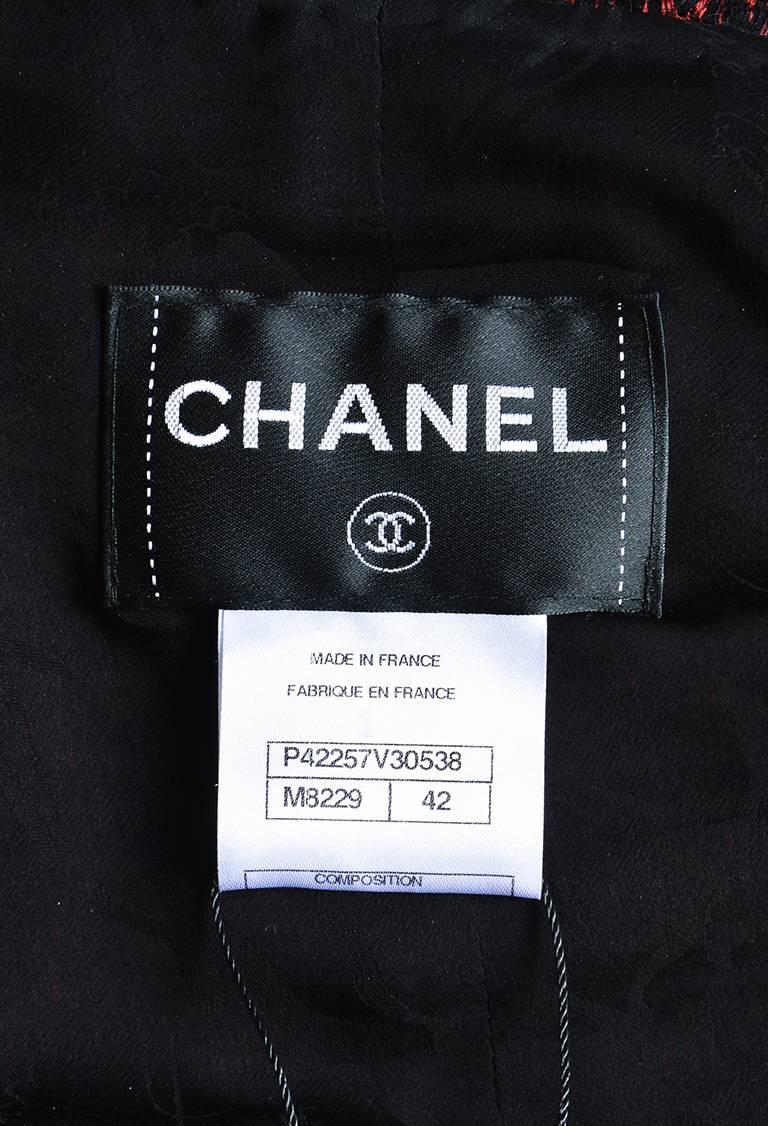 Chanel Red & Black Tweed Zipped Jacket SZ 42 For Sale 2