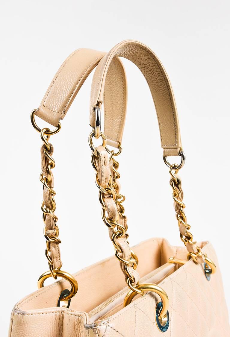 Women's Chanel Beige Caviar Leather Quilted Gold Chain 