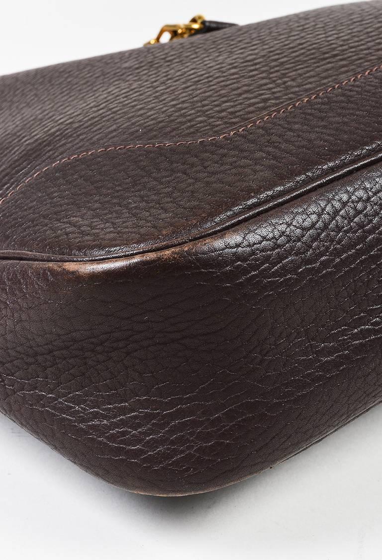 Vintage Hermes Chocolate Clemence Leather Gold Hardware 