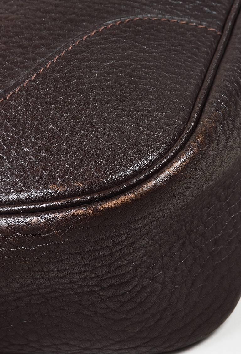 Vintage Hermes Chocolate Clemence Leather Gold Hardware 