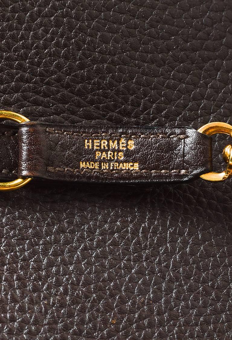 Vintage Hermes Chocolate Clemence Leather Gold Hardware 