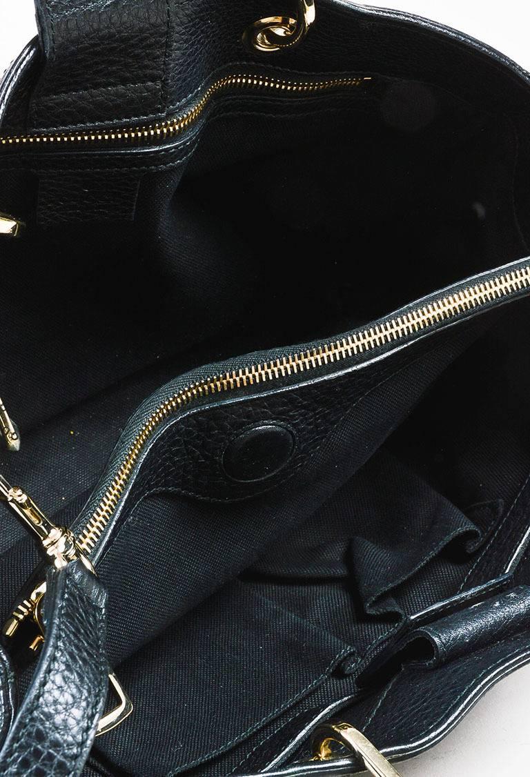 Gucci Black Pebbled Leather Top Handle 