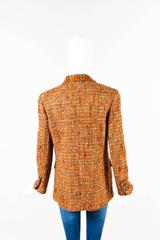 Vintage Chanel Boutique Burnt Orange Multicolor Tweed 'CC' Buttoned Jacket