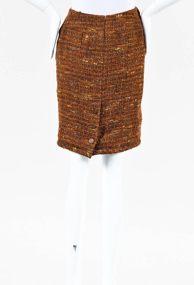 Chanel Autumn 1998 Brown Multicolor Wool Tweed Skirt SZ 36 In Good Condition For Sale In Chicago, IL