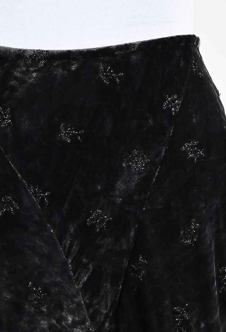 Comme des Garcons Gray Velvet Embroidered Maxi Skirt SZ M For Sale 1