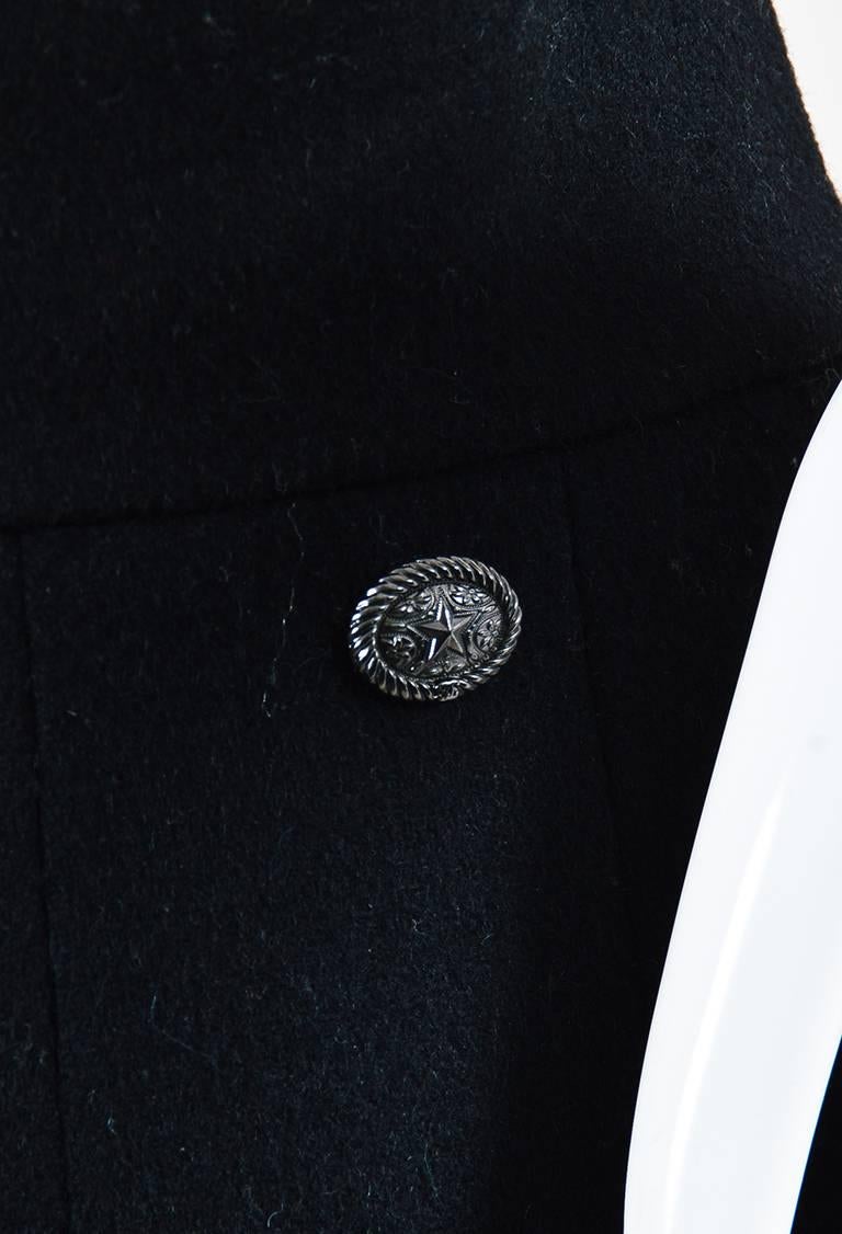Chanel Pre A14 Runway Black Wool Velvet Trim Pleated Flare Skirt In Excellent Condition For Sale In Chicago, IL