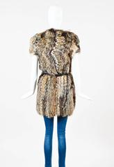 Prada Runway Couture Brown Fox Fur Belted Short Sleeved Outerwear Coat