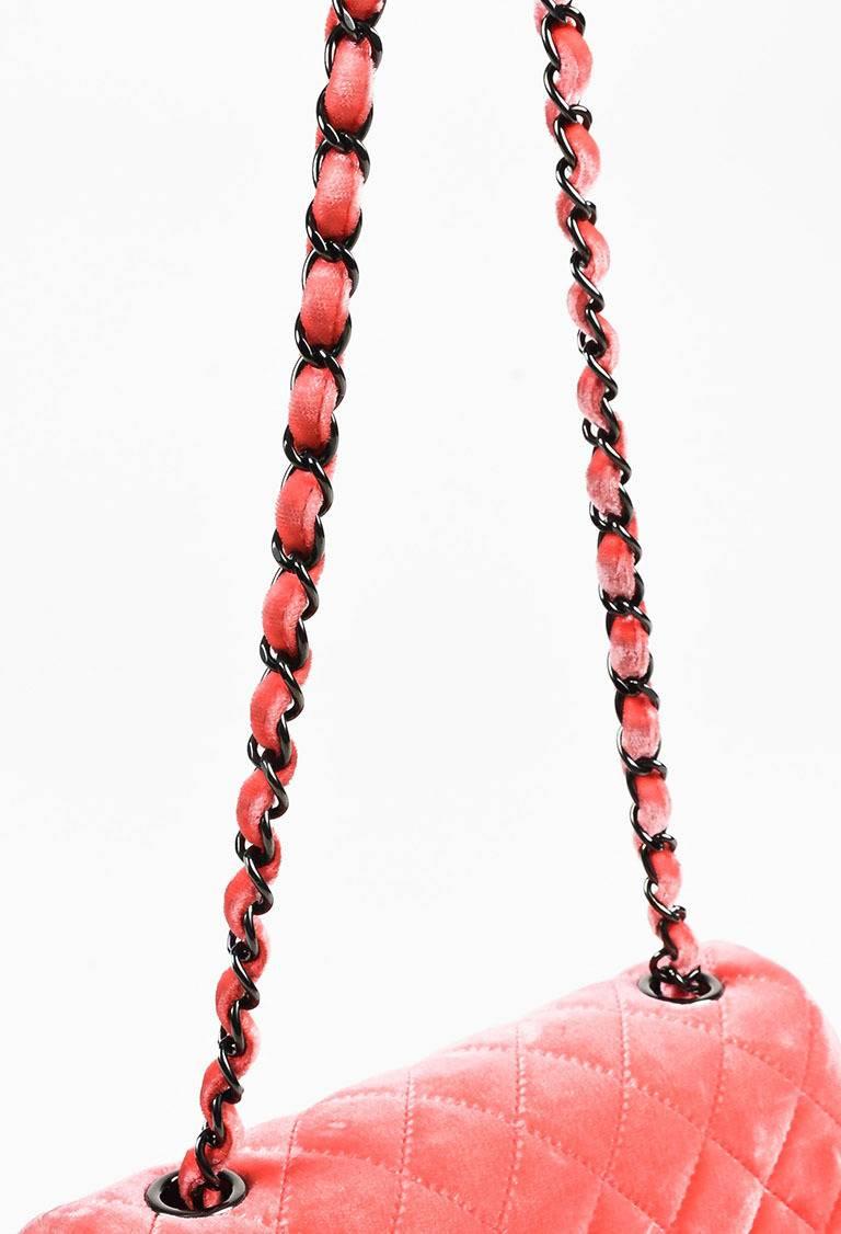 Women's or Men's Chanel Coral Pink Velvet & Leather Quilted Crossbody 