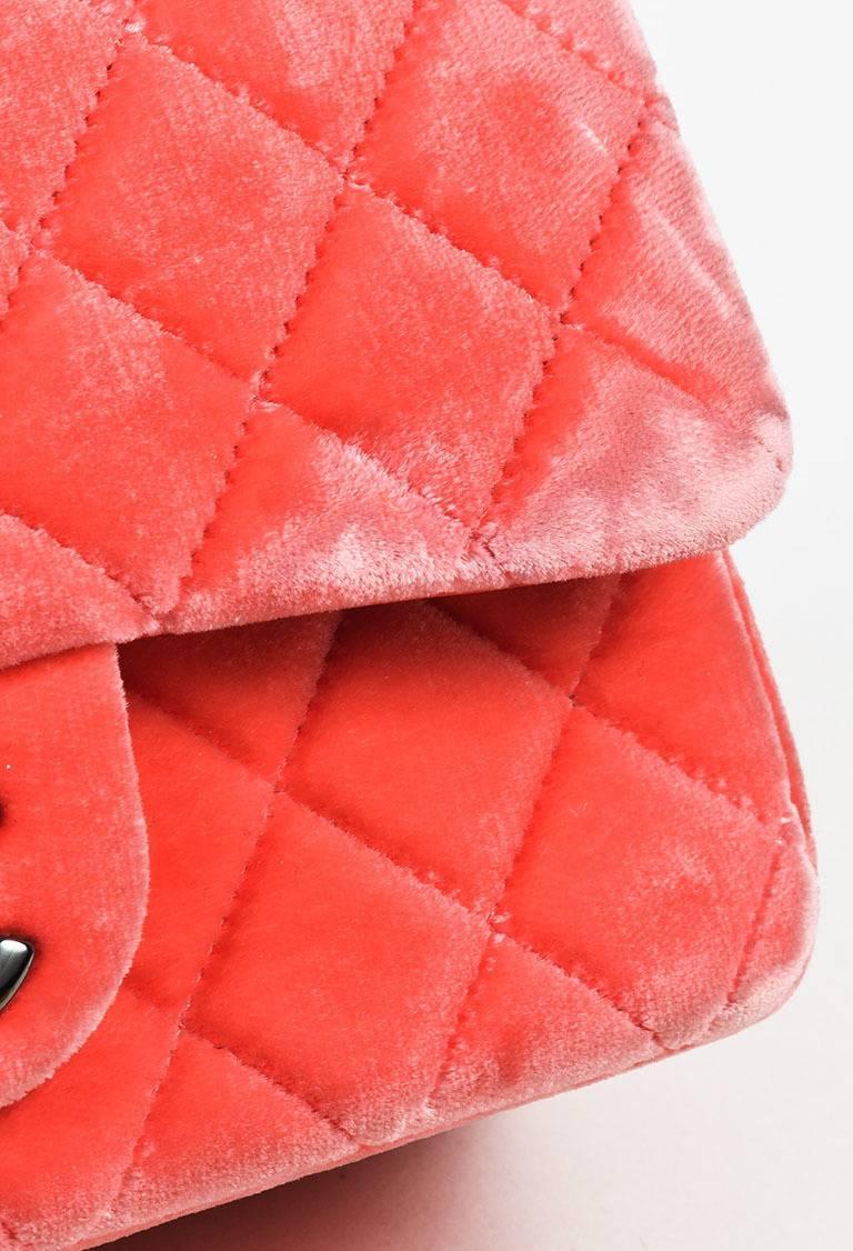 Chanel Coral Pink Velvet & Leather Quilted Crossbody 